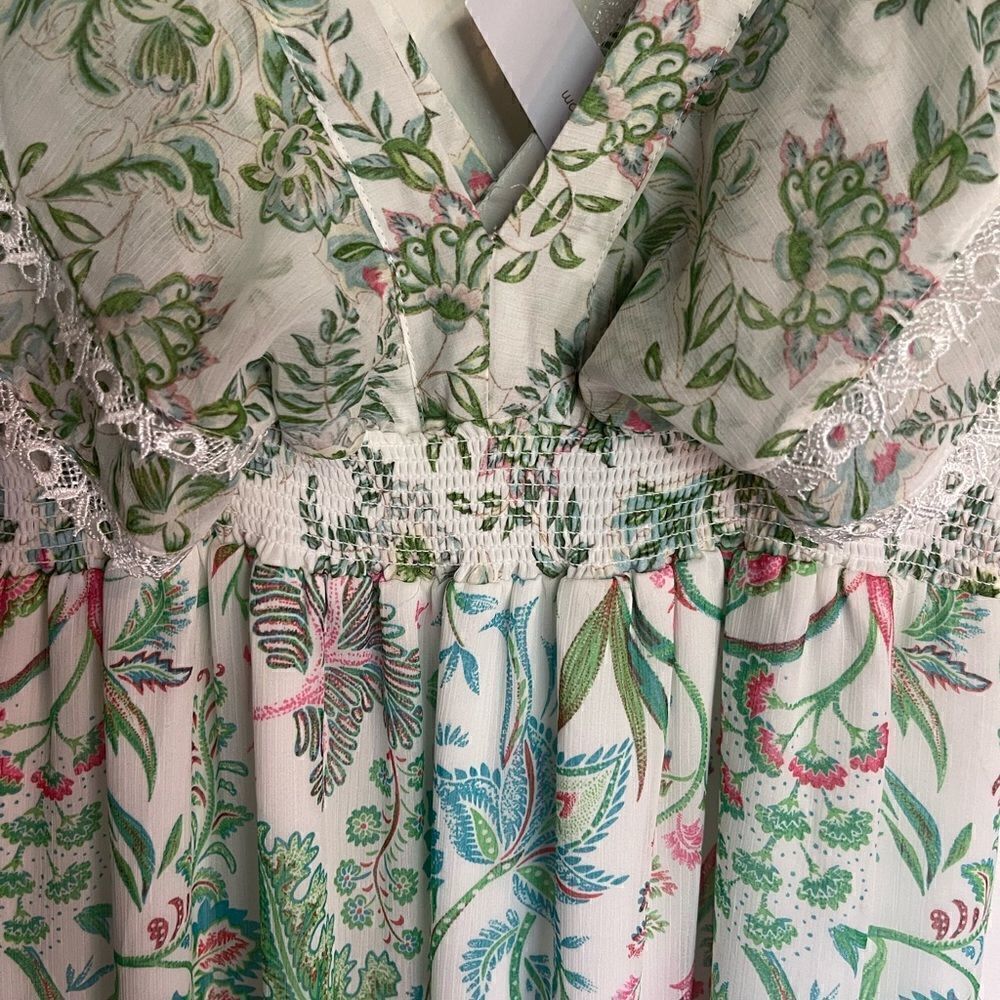 House Of Harlow 1960 Floral Tiered Ruffle Sleeves Maxi Dress.Size S - Picture 9 of 17